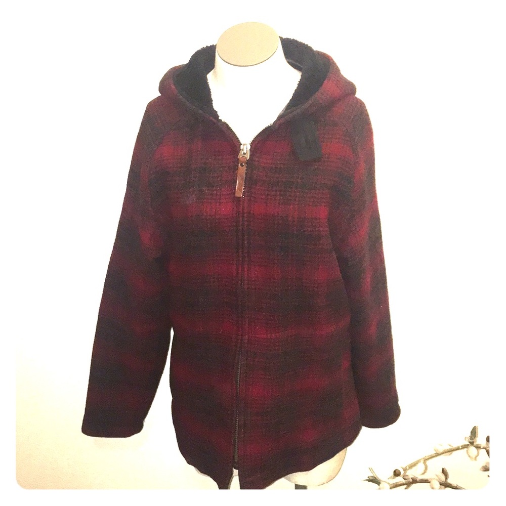 Woolrich Charcoal Hunt Plaid Hooded Jacket